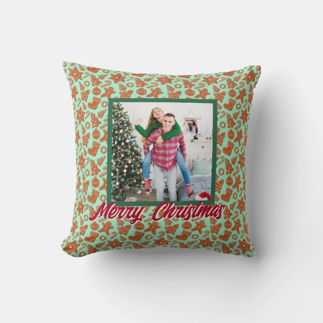 Almofada Personalized Family Christmas Stylish Photo (Frente)