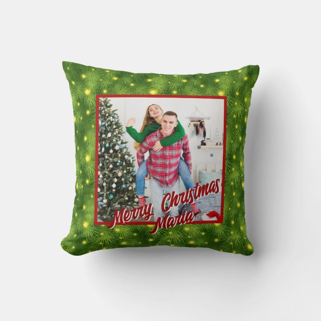 Almofada Personalized Family Christmas Stylish Photo (Frente)