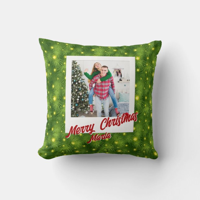 Almofada Personalized Family Christmas Stylish Photo  (Frente)