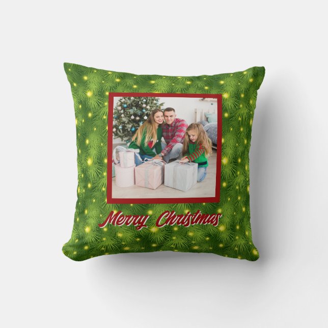 Almofada Personalized Family Christmas Stylish Photo (Frente)