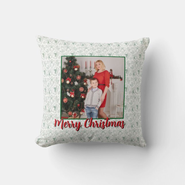 Almofada Personalized Family Christmas Stylish Photo (Frente)