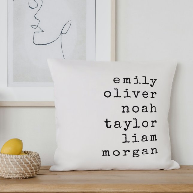 Almofada Personalized Family Names Custom Typewriter Font (Personalized Family Names Pillow Custom Typewriter Font Last Name Housewarming Gift Unique Accent)