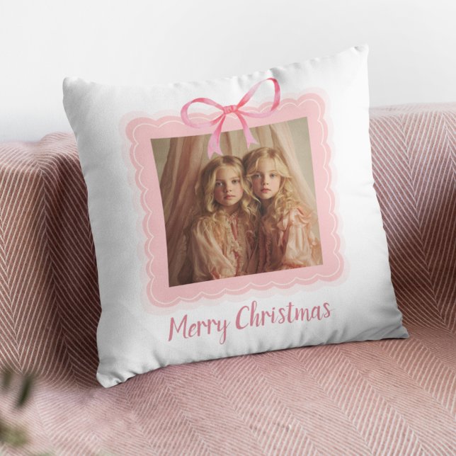 Almofada Personalized Family Photo Merry Christmas Pillow (Criador carregado)