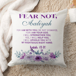 Almofada Personalized Fear Not Isaiah 41:10 Purple Floral