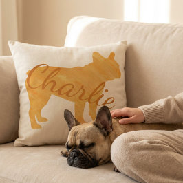 Almofada Personalized French Bulldog Pastel Orange Frenchie