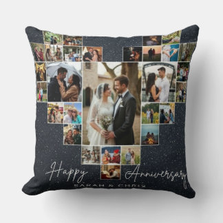 Almofada Personalized Heart Photo Collage Throw Pillow