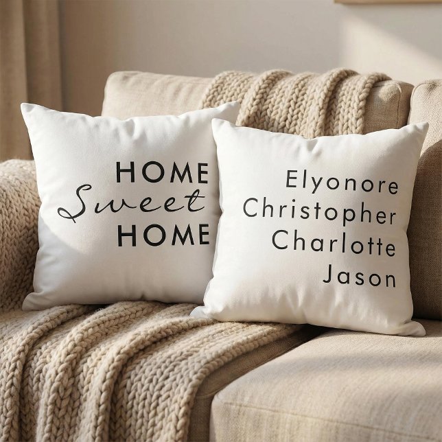 Almofada Personalized Home Sweet Home Farmhouse Typography (Criador carregado)