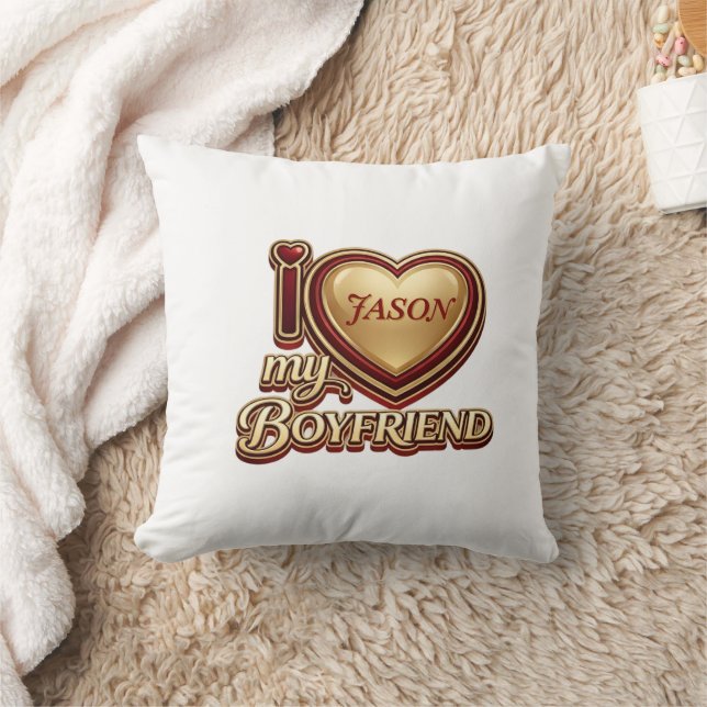Almofada Personalized I Love My Boyfriend Custom Name (Cobertor)