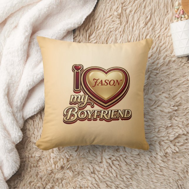 Almofada Personalized I Love My Boyfriend Custom Name (Cobertor)