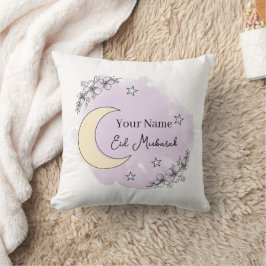 Almofada Personalized Lavender Eid Mubarak Throw Pillow
