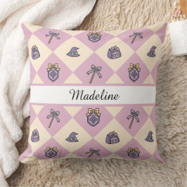 Almofada Personalized Magical Girl Name Pink Checkered