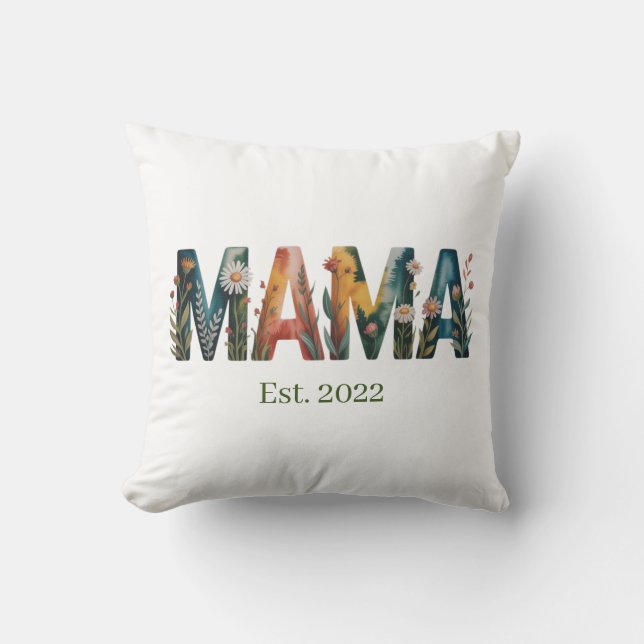 Almofada Personalized Mama Est Year Floral Mother Gift (Frente)