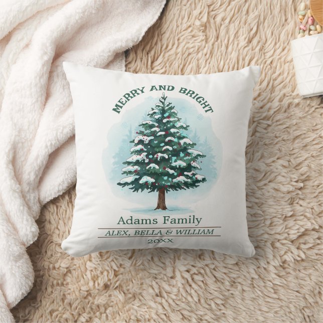 Almofada Personalized Merry & Bright Christmas Tree  (Cobertor)