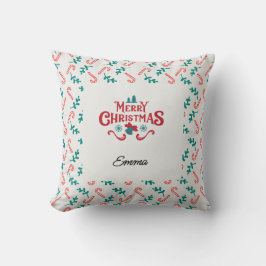 Almofada Personalized Merry Christmas Name Holiday Pillow
