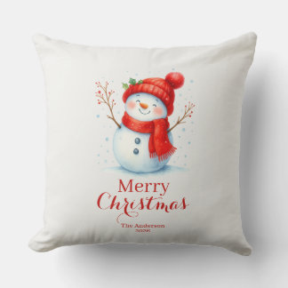 Almofada Personalized Merry Christmas Snowman Custom Year 