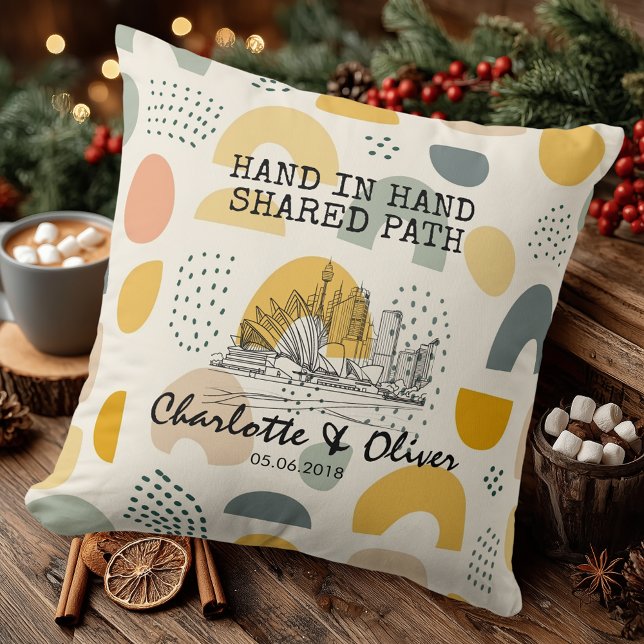 Almofada Personalized Modern Abstract Skyline Couple Pillow (Criador carregado)