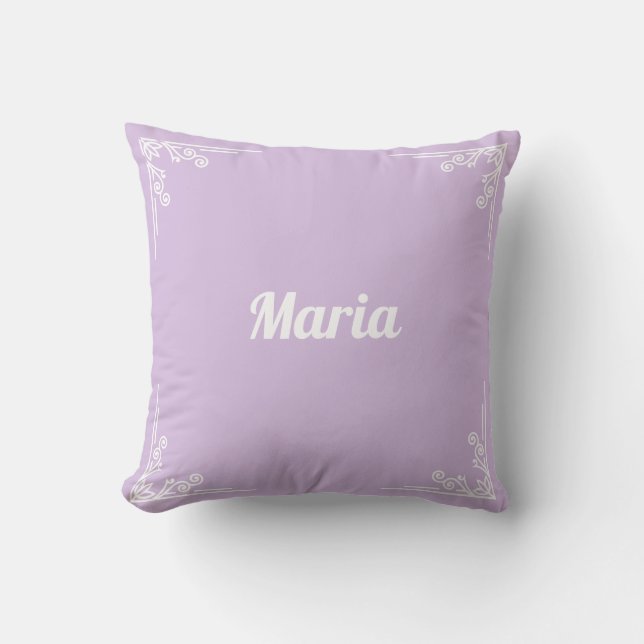 Almofada Personalized Modern Pastel Purple Typography Name (Frente)