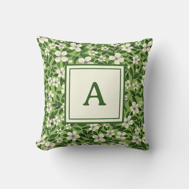 Almofada Personalized Monogram – Elegant Modern Floral  (Frente)