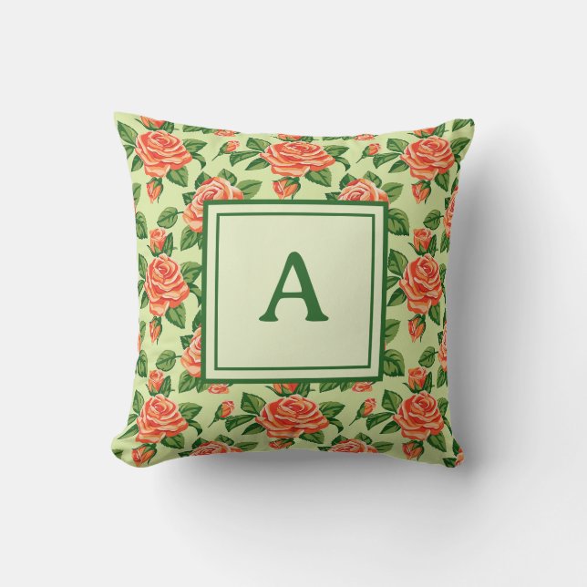 Almofada Personalized Monogram – Elegant Modern Floral  (Frente)