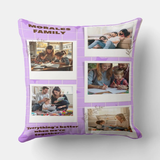 Almofada Personalized Morals Family Photo Collage  (Verso)