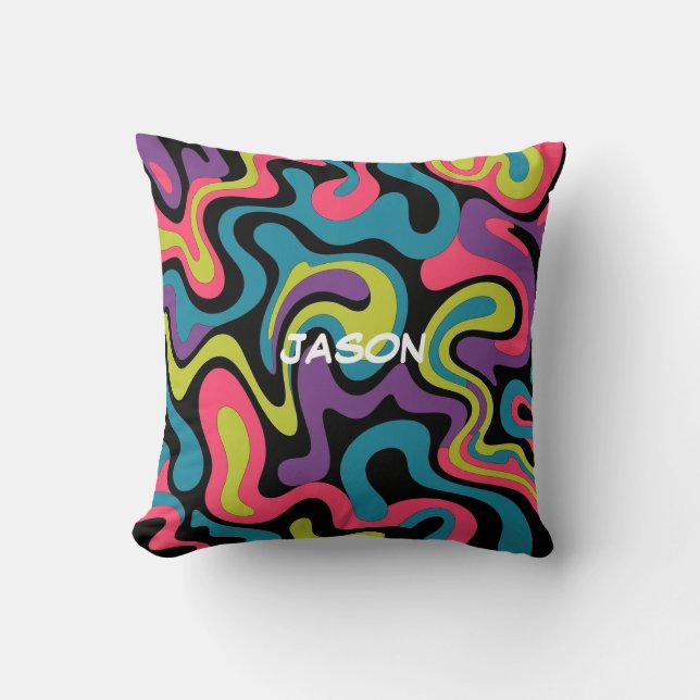 Almofada Personalized Neon Abstract Pattern — Retro Design (Frente)