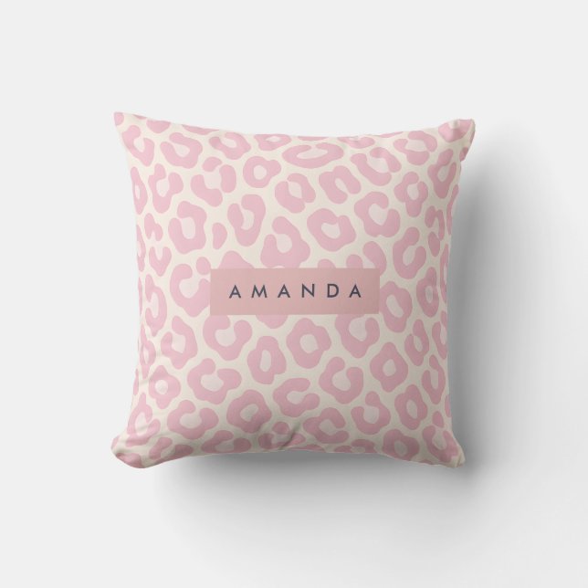 Almofada Personalized Pastel Blush Pink Leopard Print (Frente)