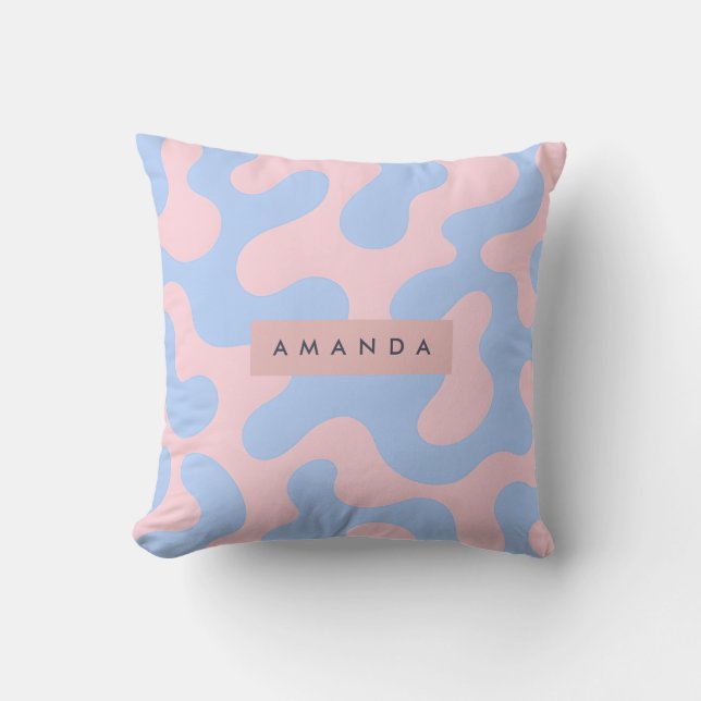 Almofada Personalized Pastel Pink and Baby Blue Abstract (Frente)