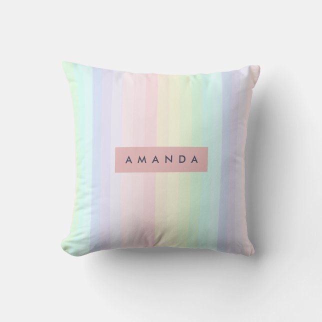 Almofada Personalized Pastel Rainbow Stripe (Frente)