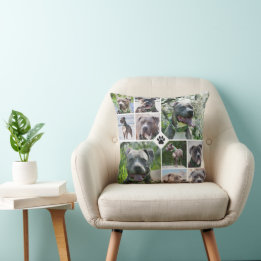 Almofada Personalized Pet Photo Collage Paw Print