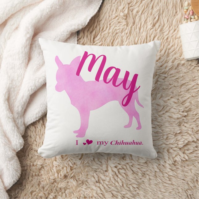 Almofada Personalized Pink Chihuahua Throw Pillow チワワ (Cobertor)