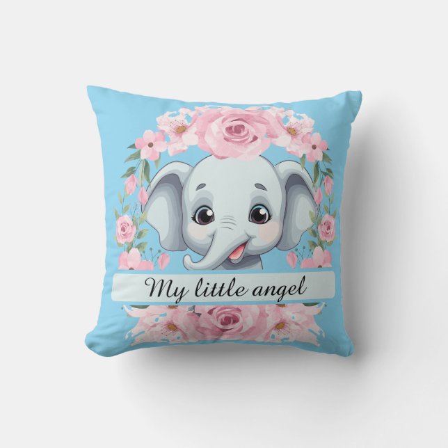 Almofada Personalized Pink Elephant Throw Pillow (Frente)