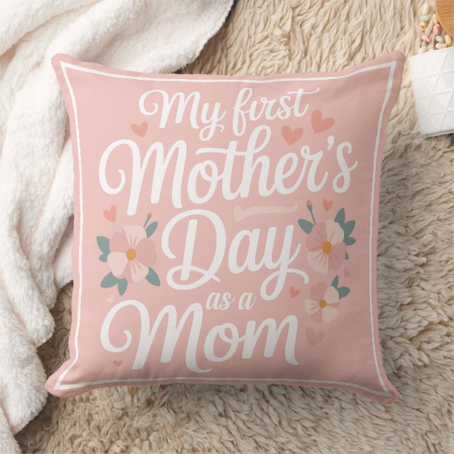 Almofada Personalized Pink Floral First Mother's Day  (Cobertor)