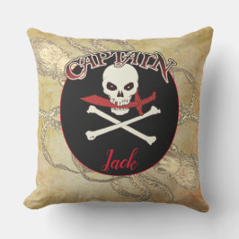Almofada Personalized Pirate Captain Throw Pillow