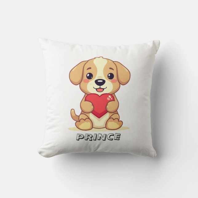 Almofada Personalized Puppy Valentine Throw Pillow (Frente)