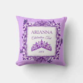 Almofada Personalized Purple Tiara & Butterflies Keepsake