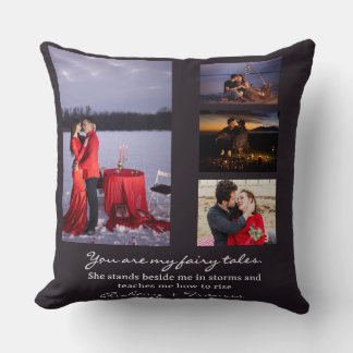 Almofada Personalized Romantic Photo Collage Throw Pillow 