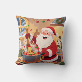 Almofada Personalized Santa Chef Pasta Night Throw Pillow