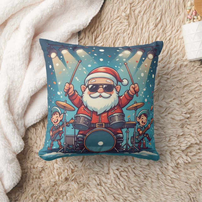Almofada Personalized Santa's Drumming Rock Band  (Cobertor)