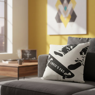 Almofada Personalized Skateboard Jump – Black And White