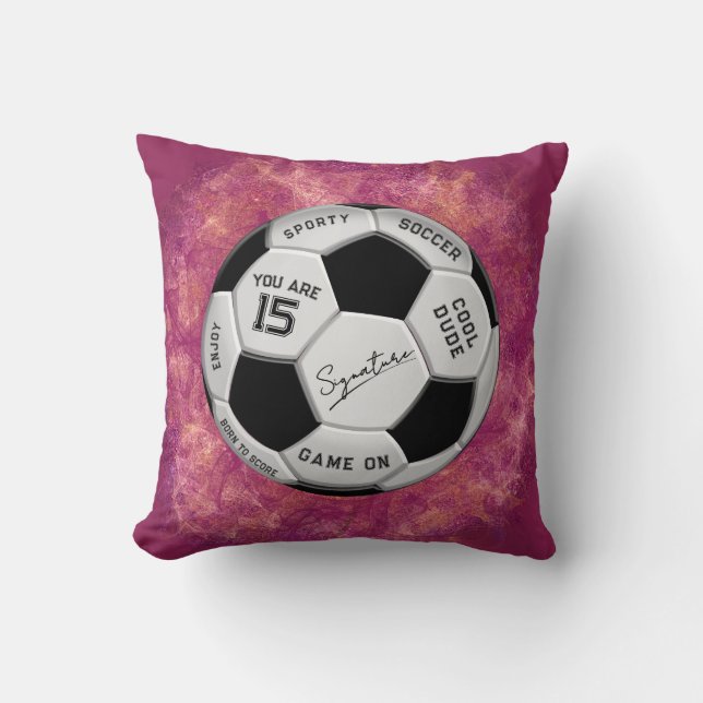 Almofada Personalized Soccer Ball Birthday  | Age Name Text (Frente)