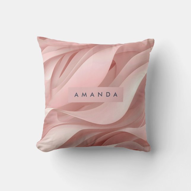 Almofada Personalized Soft Blush Pink Abstract Flow Design (Frente)