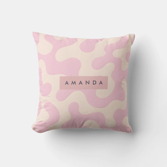 Almofada Personalized Soft Pink and Beige Abstract Camo (Frente)
