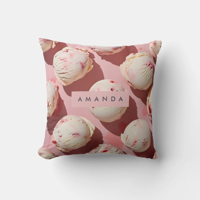 Almofada Personalized Strawberry Cream Swirl Aesthetic (Frente)