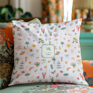 Almofada Personalized Summer Watercolor Monogram