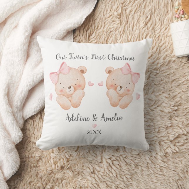 Almofada Personalized Twin Girls First Christmas Pillow (Cobertor)