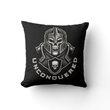 Personalized UNCONQUERED Skull Knight Throw Pillow