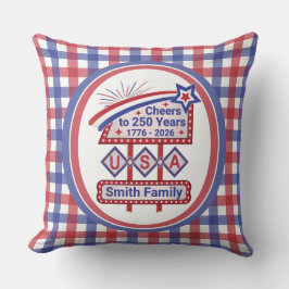 Almofada Personalized USA 250–Patriotic Retro Marquee