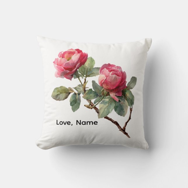 Almofada Personalized Valentine Rose Flower Pillow Cover  (Frente)