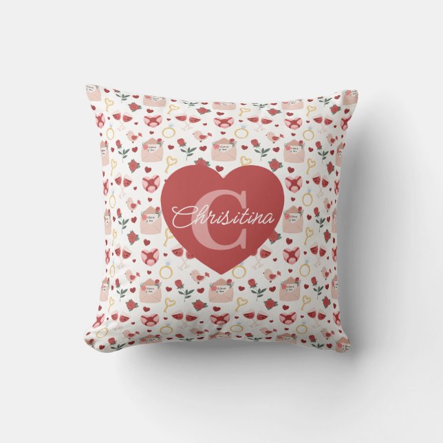 Almofada Personalized Valentine`s Day Throw Pillow (Frente)
