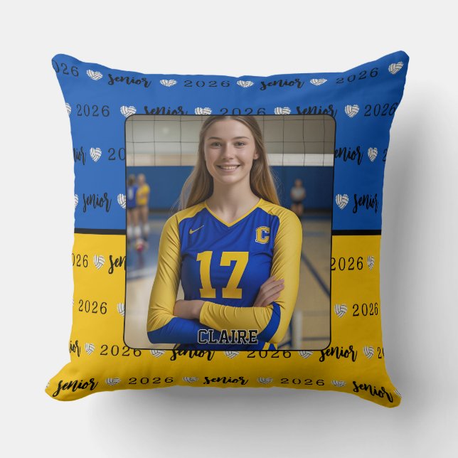 Almofada Personalized Volleyball Blue and Yellow Senior (Frente)